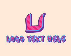 Letter U - Pop Graffiti Art Letter U logo design
