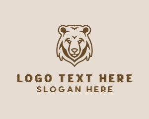 Grizzly Bear Animal Zoo Logo