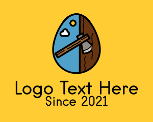 Egg - Axe Wood Log logo design