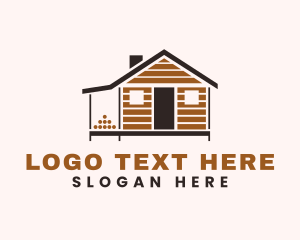 Accommodation - Rustic Wooden House logo design