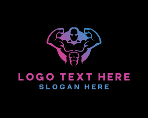 Bodybuilder - Neon Muscle Fitness logo design