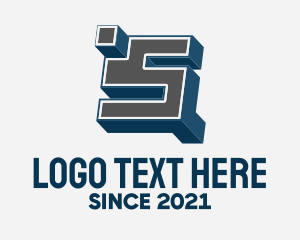 Blocky - 3D Graffiti Number 5 logo design