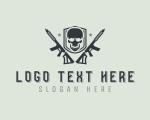 Mercenary - Skull Rifle Weapon logo design