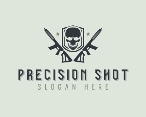 Skull Rifle Weapon logo design