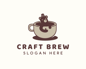 Brewed - Bear Coffee Cup logo design