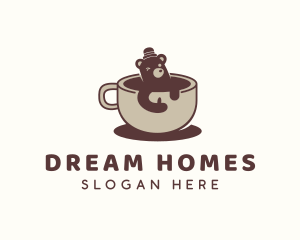 Brewed - Bear Coffee Cup logo design