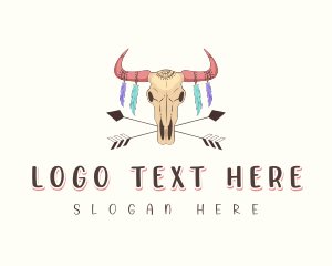 Skull - Bohemian Bull Horn logo design