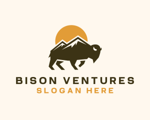 Buffalo Bison Mountain logo design