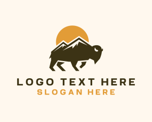 Oxen - Buffalo Bison Mountain logo design