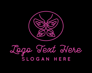 Butterfly Farm - Pink Butterfly Salon logo design