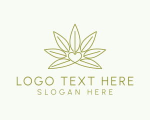 High - Marijuana Leaf Heart logo design