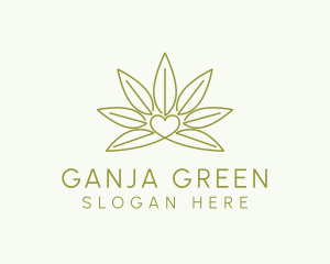 Marijuana Leaf Heart logo design