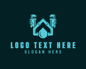 Water - Pipe Wrench Plumbing logo design