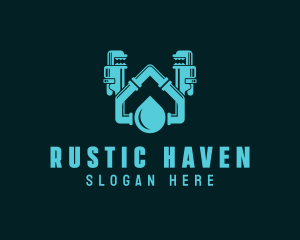 House - Pipe Wrench Plumbing logo design