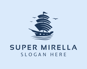 Sea Ship Sailing Logo