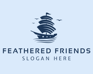 Birds - Sea Ship Sailing logo design