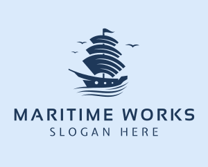 Sea Ship Sailing logo design