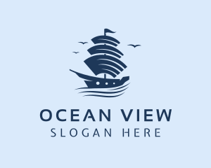 Sea Ship Sailing logo design