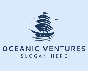 Sea Ship Sailing logo design