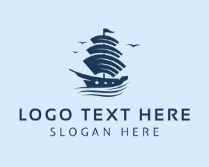 Steamboat - Sea Ship Sailing logo design