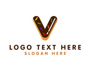 Sugar - Donut Sprinkles Letter V logo design