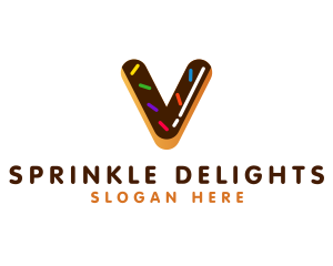 Sprinkle - Donut Sprinkles Letter V logo design