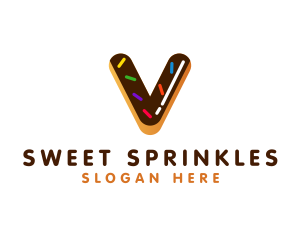 Sprinkles - Donut Sprinkles Letter V logo design
