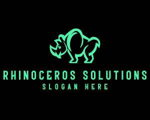Rhinoceros - Neon Rhinoceros Animal logo design