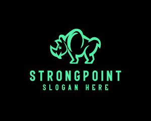 African - Neon Rhinoceros Animal logo design