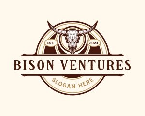 Vintage Buffalo Skull logo design