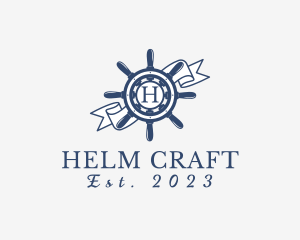 Helm - Maritime Steering Wheel Ribbon logo design