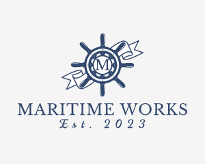 Maritime Steering Wheel Ribbon logo design