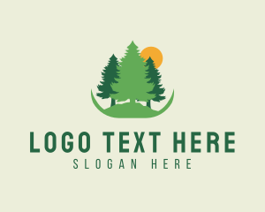 Forest - Sun Pine Tree Forest logo design