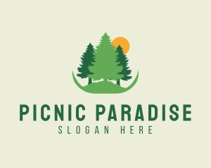 Picnic - Sun Pine Tree Forest logo design