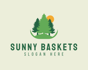 Picnic - Sun Pine Tree Forest logo design