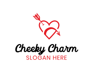 Cheeky - Naughty Cupid Heart logo design