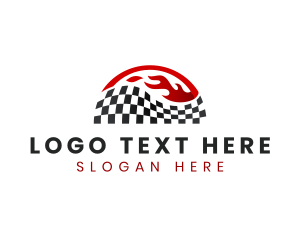 Checkered - Fire Speed Racing Flag logo design