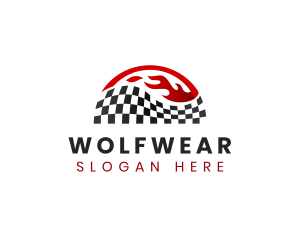 Checkered - Fire Speed Racing Flag logo design