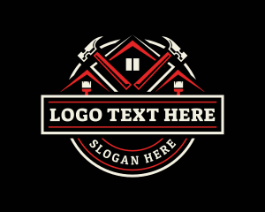 Badge - Hammer Paintbrush Construction logo design