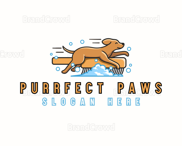 Dog Grooming Cleaning Logo