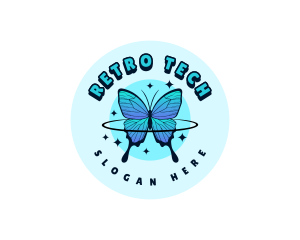 Retro Sparkling Butterfly logo design