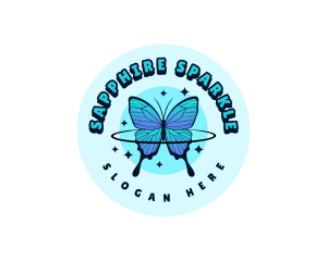 Retro Sparkling Butterfly logo design