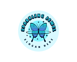 Retro Sparkling Butterfly logo design