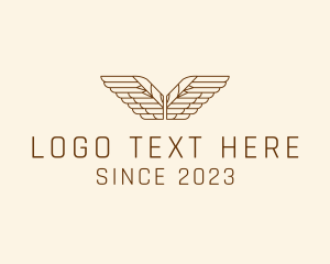 Pilot School - Linear Feather Wings logo design