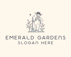 Gardener Shovel Farmer logo design