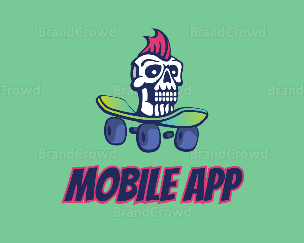Mohawk Skull Skateboard Logo