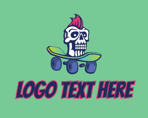Pro Skater - Mohawk Skull Skateboard logo design