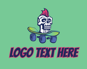 Trucker Cap - Mohawk Skull Skateboard logo design