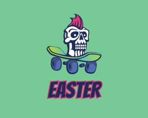Mohawk Skull Skateboard  Logo
