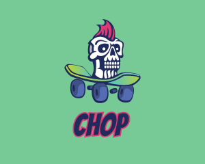 Mohawk Skull Skateboard  Logo